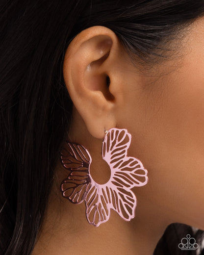 Floral Fame - Pink Dipped Metal Hoop Earrings - Paparazzi Accessories