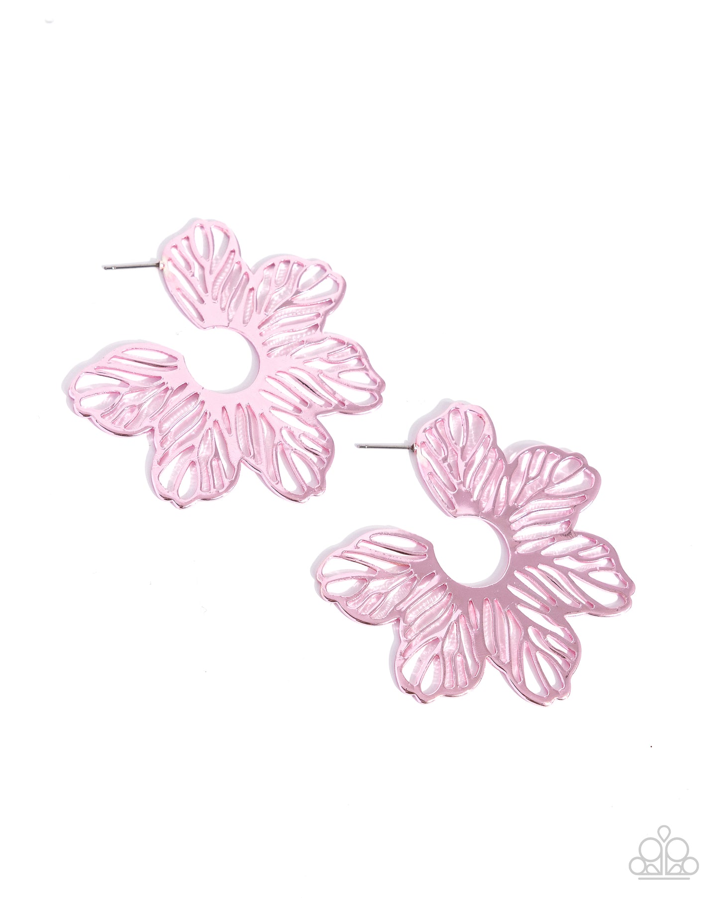 Floral Fame - Pink Dipped Metal Hoop Earrings - Paparazzi Accessories