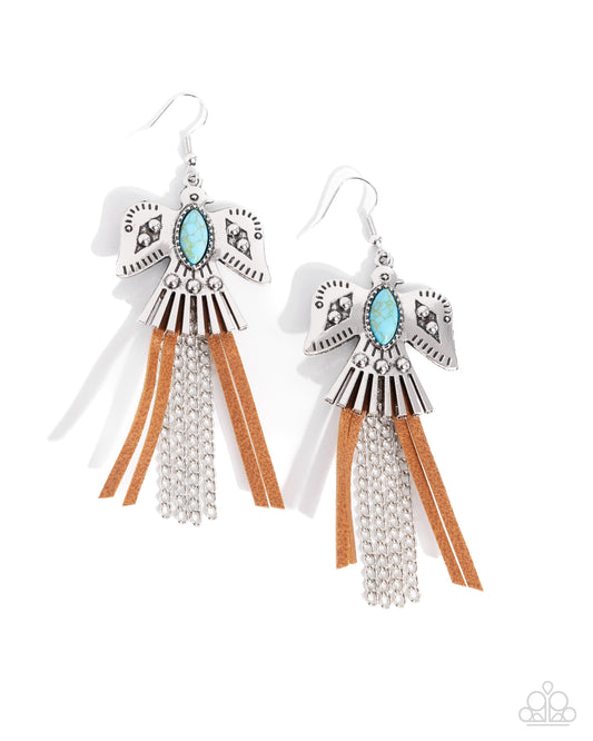 Southwestern Selfie - Blue Stone Silver Eagle Fishhook Earrings - Paparazzi Accessories