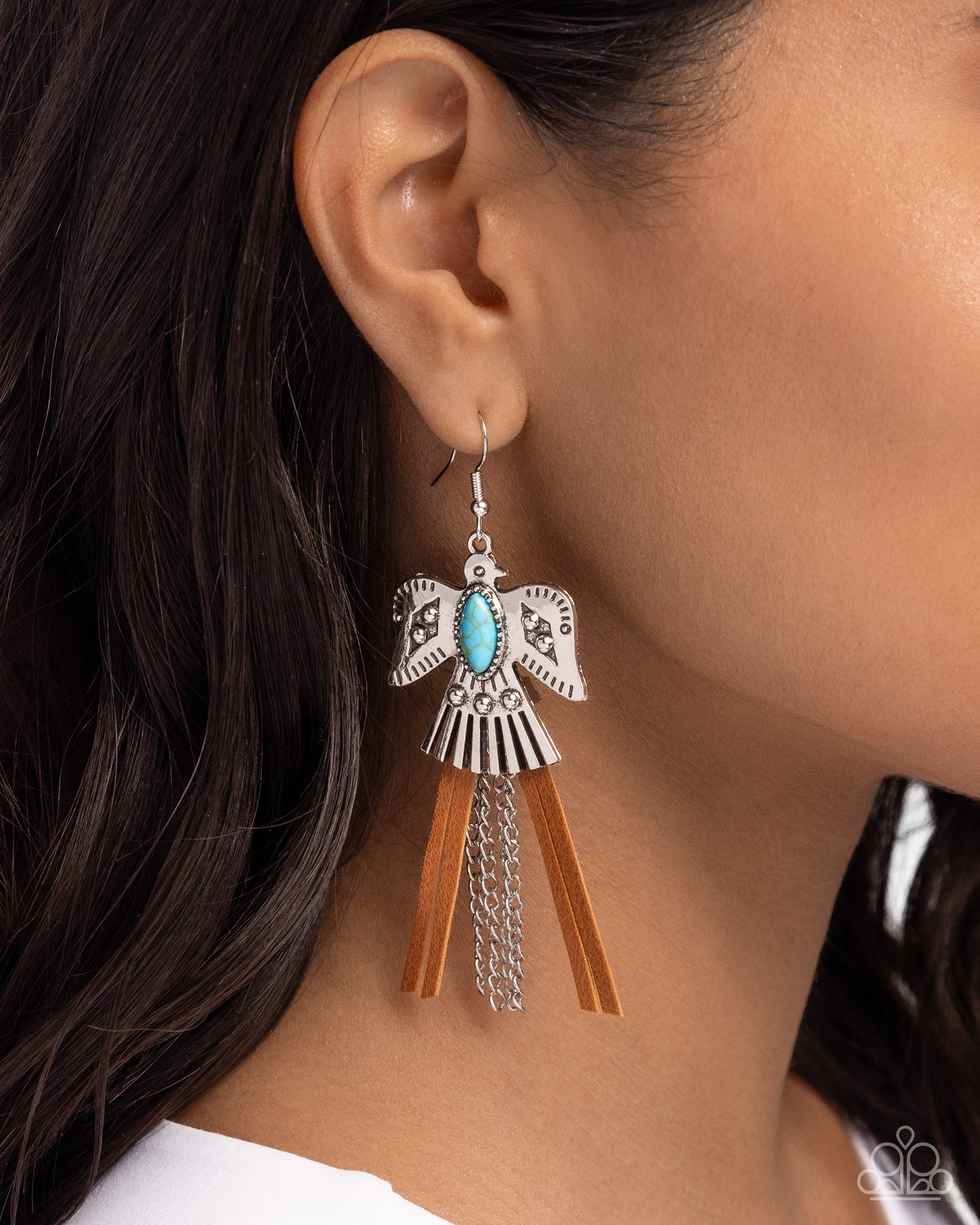 Southwestern Selfie - Blue Stone Silver Eagle Fishhook Earrings - Paparazzi Accessories