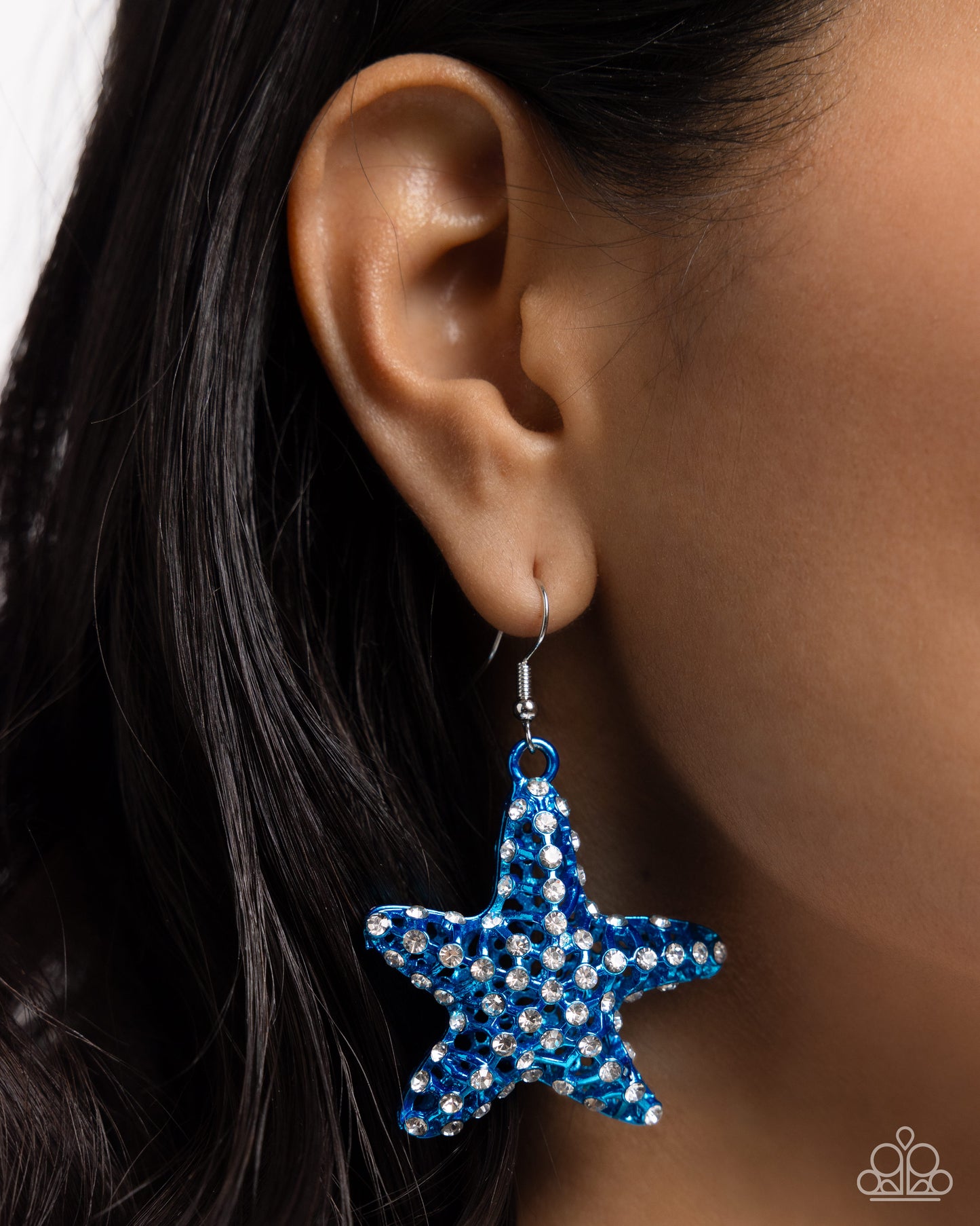 Skilled Starfish - Blue Dipped Metal Fishhook Earrings - Paparazzi Accessories