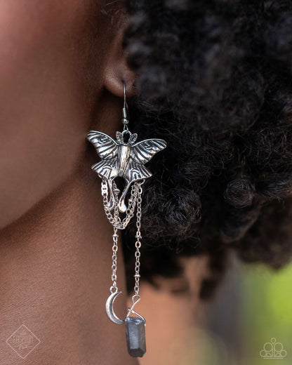 Moth Master - Silver Fishhook Earrings - Paparazzi Accessories