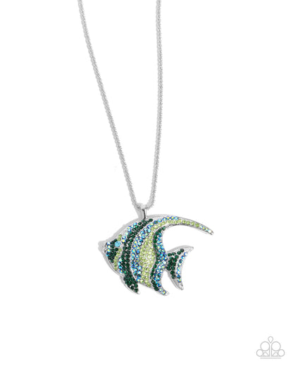 Tropical Talent - Green Angelfish Pendant Necklace - Paparazzi Accessories