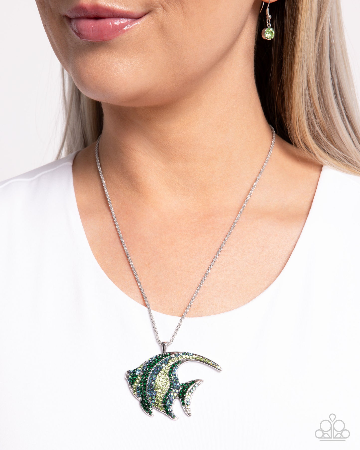 Tropical Talent - Green Angelfish Pendant Necklace - Paparazzi Accessories