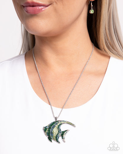 Tropical Talent - Green Angelfish Pendant Necklace - Paparazzi Accessories