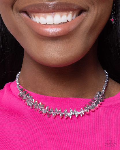 Flickering Fashion - Silver Crystal Beads Necklace - Paparazzi Accessories