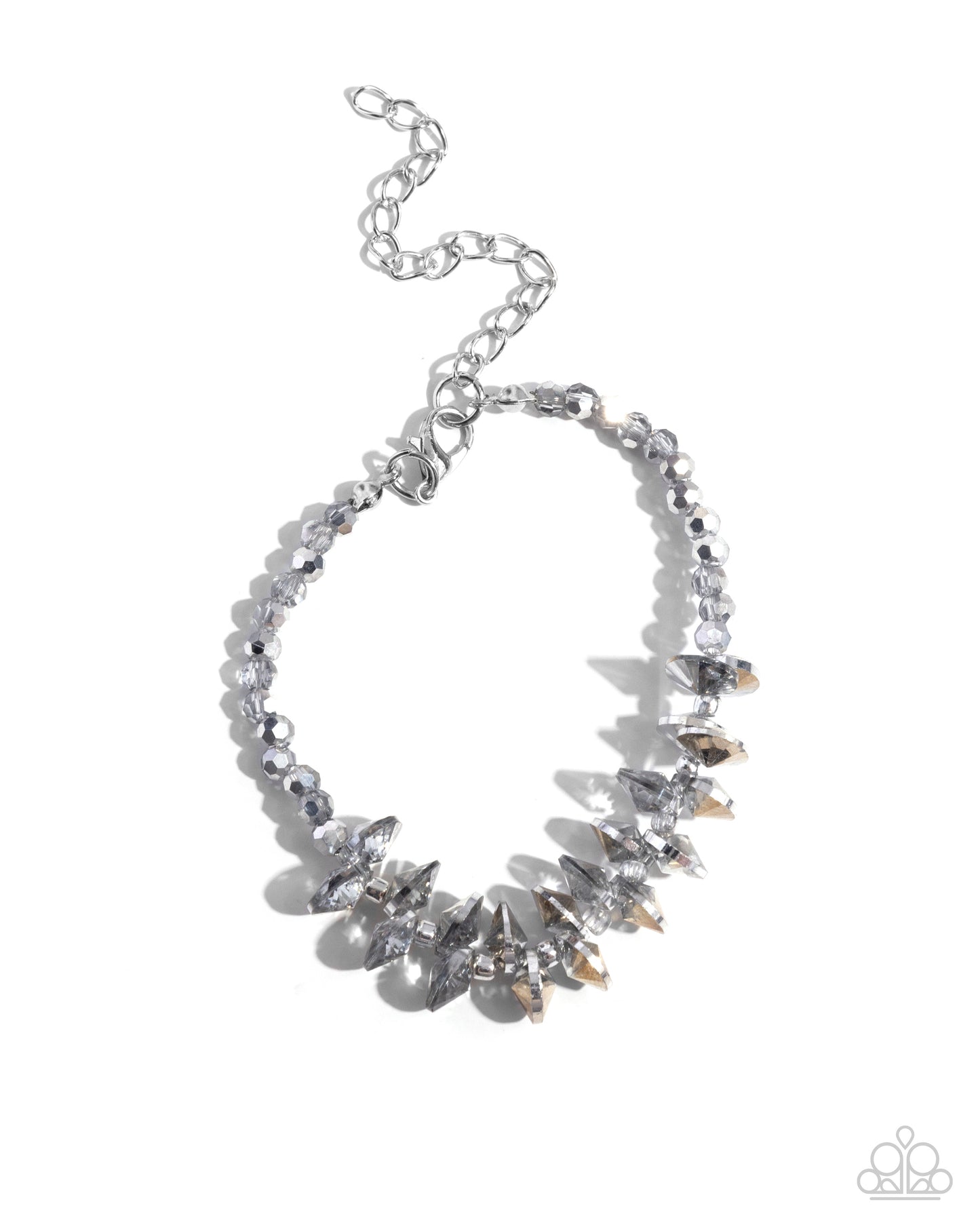 Flickering Facade - Silver Crystal Beads Clasp Bracelet - Paparazzi Accessories