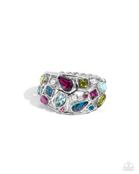 Abstract Accuracy - Pink Gems Ring - Paparazzi Accessories