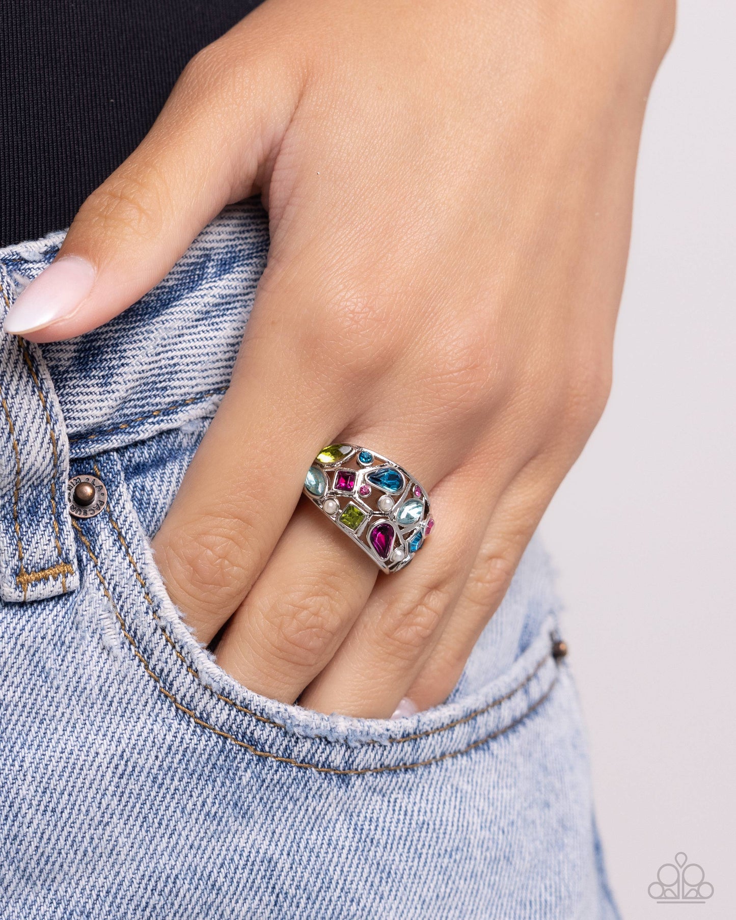 Abstract Accuracy - Pink Gems Ring - Paparazzi Accessories