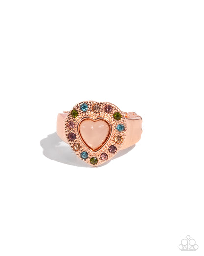 Sympathetic Shimmer - Copper Heart Ring - Paparazzi Accessories