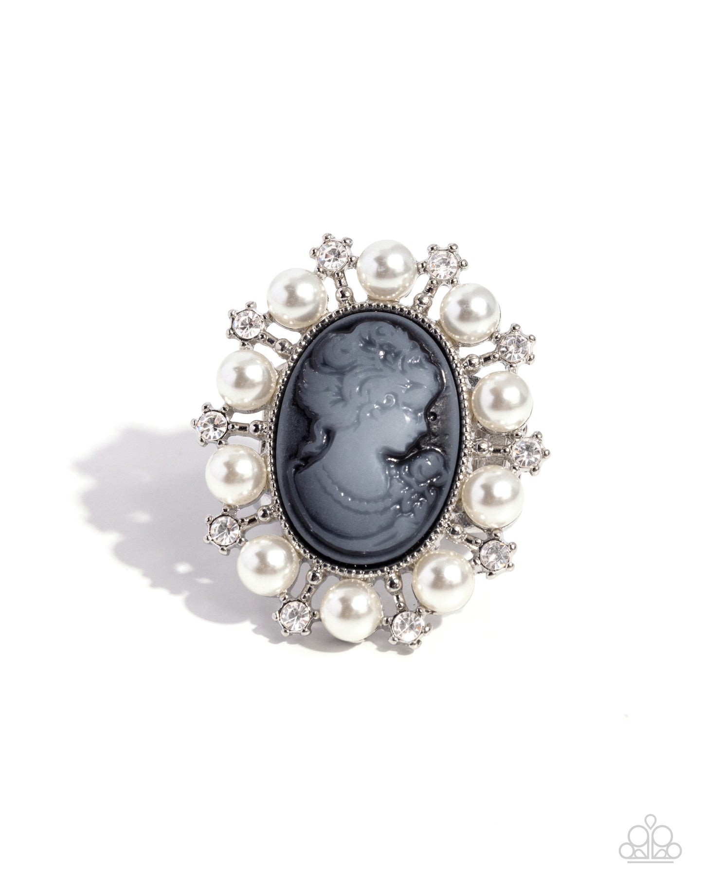 Vintage Glam - Black Oval Cameo Ring - Paparazzi Accessories