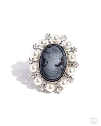 Vintage Glam - Black Oval Cameo Ring - Paparazzi Accessories