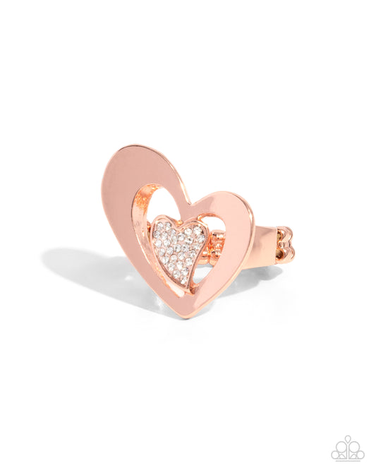 Abstract Amor - Copper Heart Ring - Paparazzi Accessories