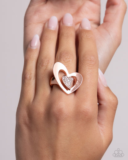 Abstract Amor - Copper Heart Ring - Paparazzi Accessories