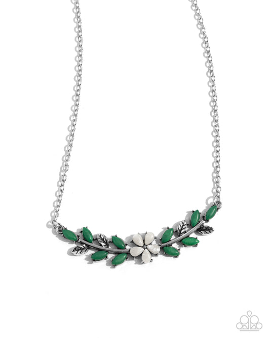 Leafy Layover - White Flower Necklace - Paparazzi Accessories