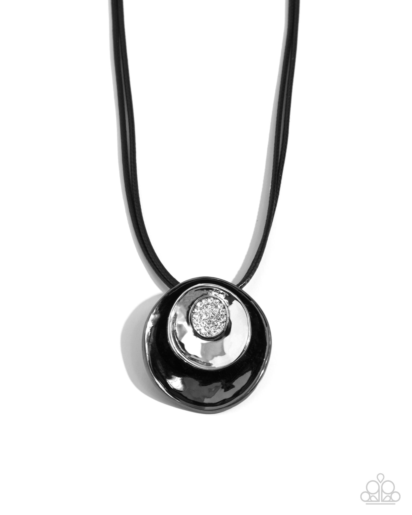 Duchess Disc - Black Gunmetal Circle Necklace - Paparazzi Accessories