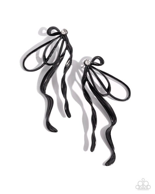 Trendy Tapestry - Black Post Earrings - Paparazzi Accessories