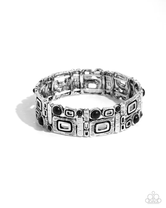 Forest Feel - Black Stretchy Bracelet - Paparazzi Accessories