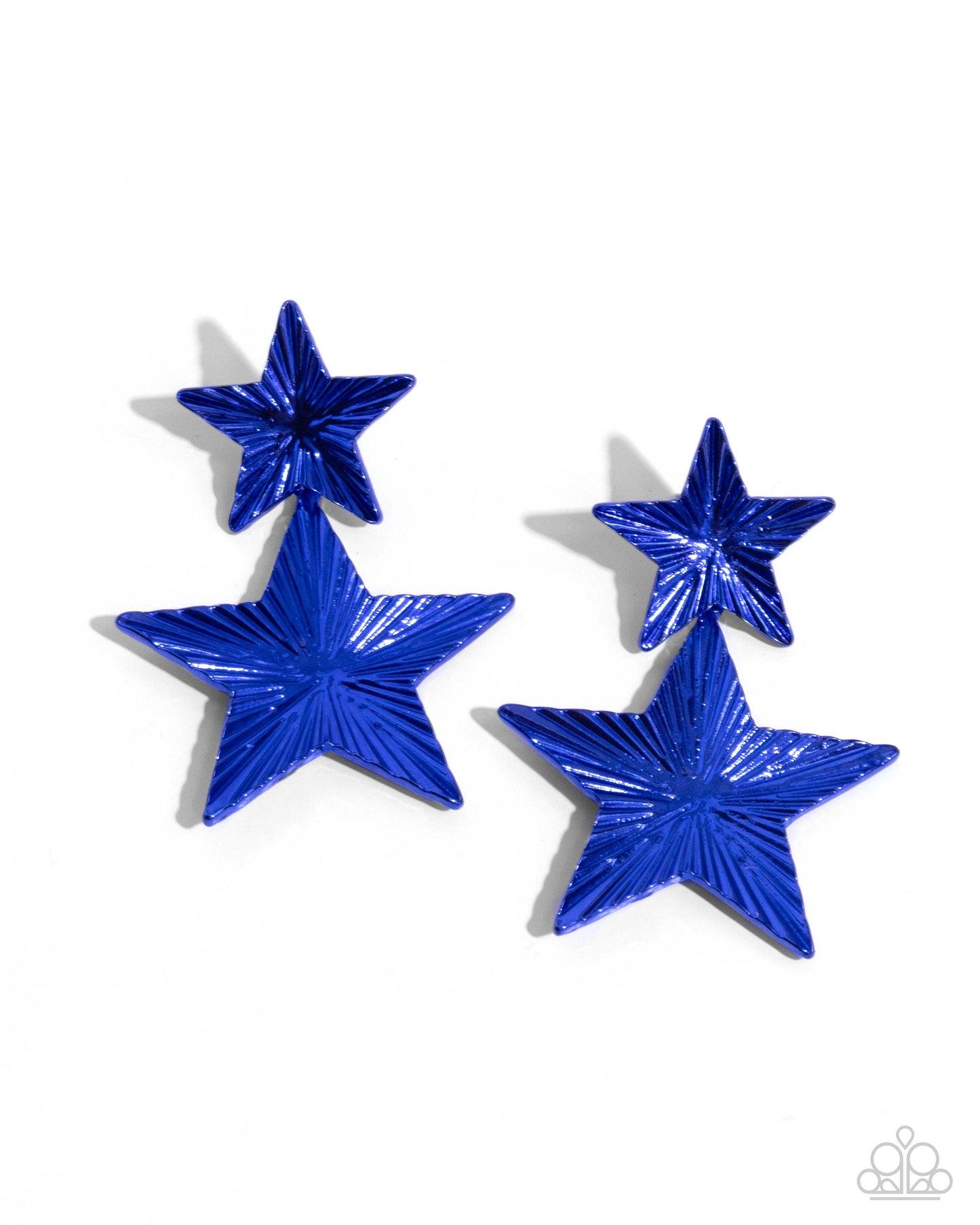 Patriotic Promise - Blue Dipped Metal Star Post Earrings - Paparazzi Accessories