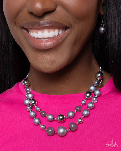 Beaded Benefit - Silver Layered Necklace - Paparazzi Accessories