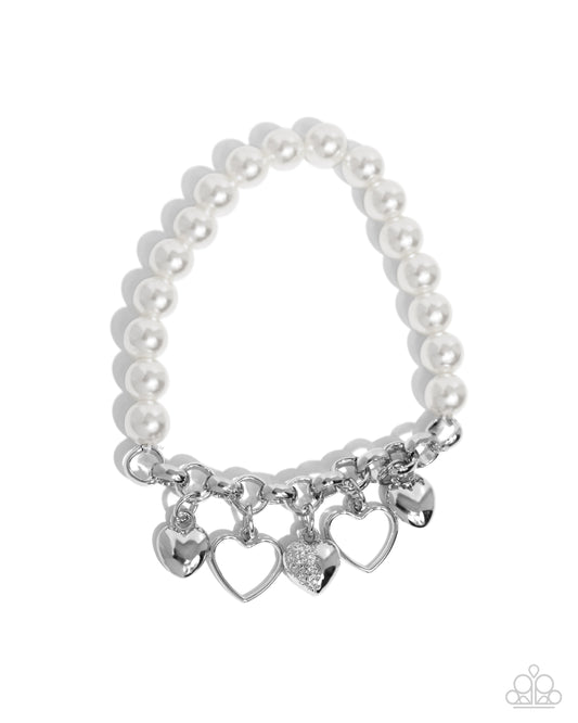 Charming Candidate - White Stretchy Bracelet - Paparazzi Accessories