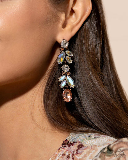 Dancing Debut - Copper UV Gem Post Earrings - Paparazzi Accessories