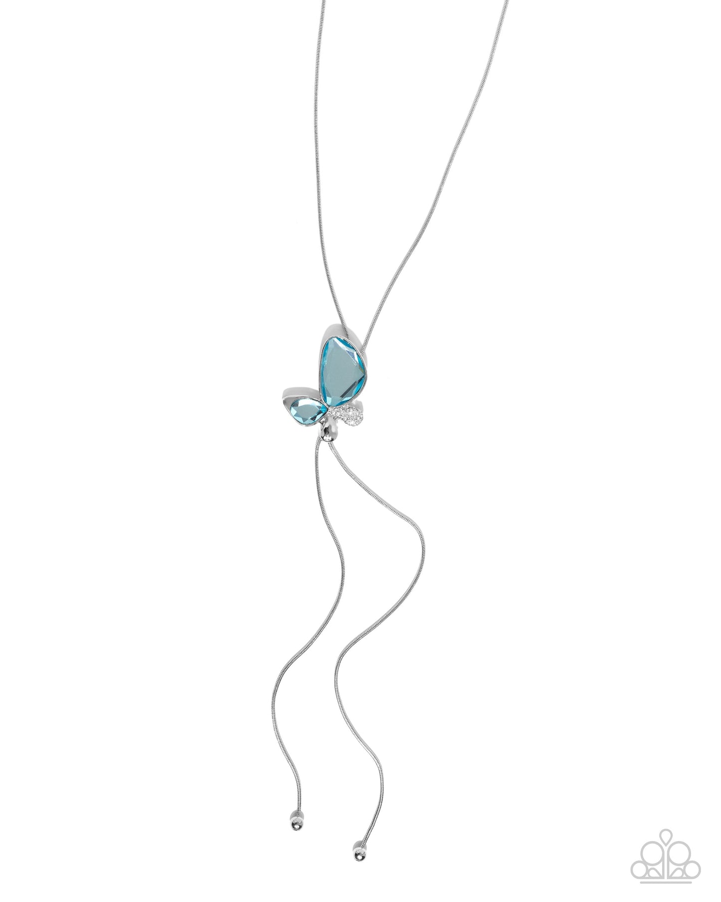 Focused Flutter - Blue Gem Silver Bolo Necklace - Paparazzi Accessories