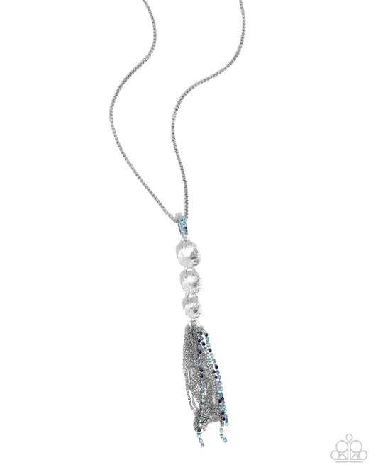 Stacked Standpoint - Blue Rhinestone Necklace - Paparazzi Accessories