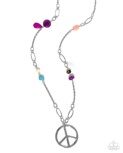 Peaceful Playtime - Purple Peace Sign Pendant Necklace - Paparazzi Accessories