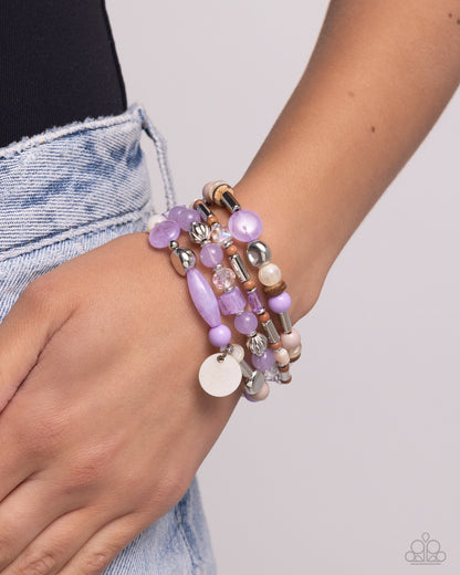 Cloudy Chic - Purple Stretchy Bracelets - Paparazzi Accessories