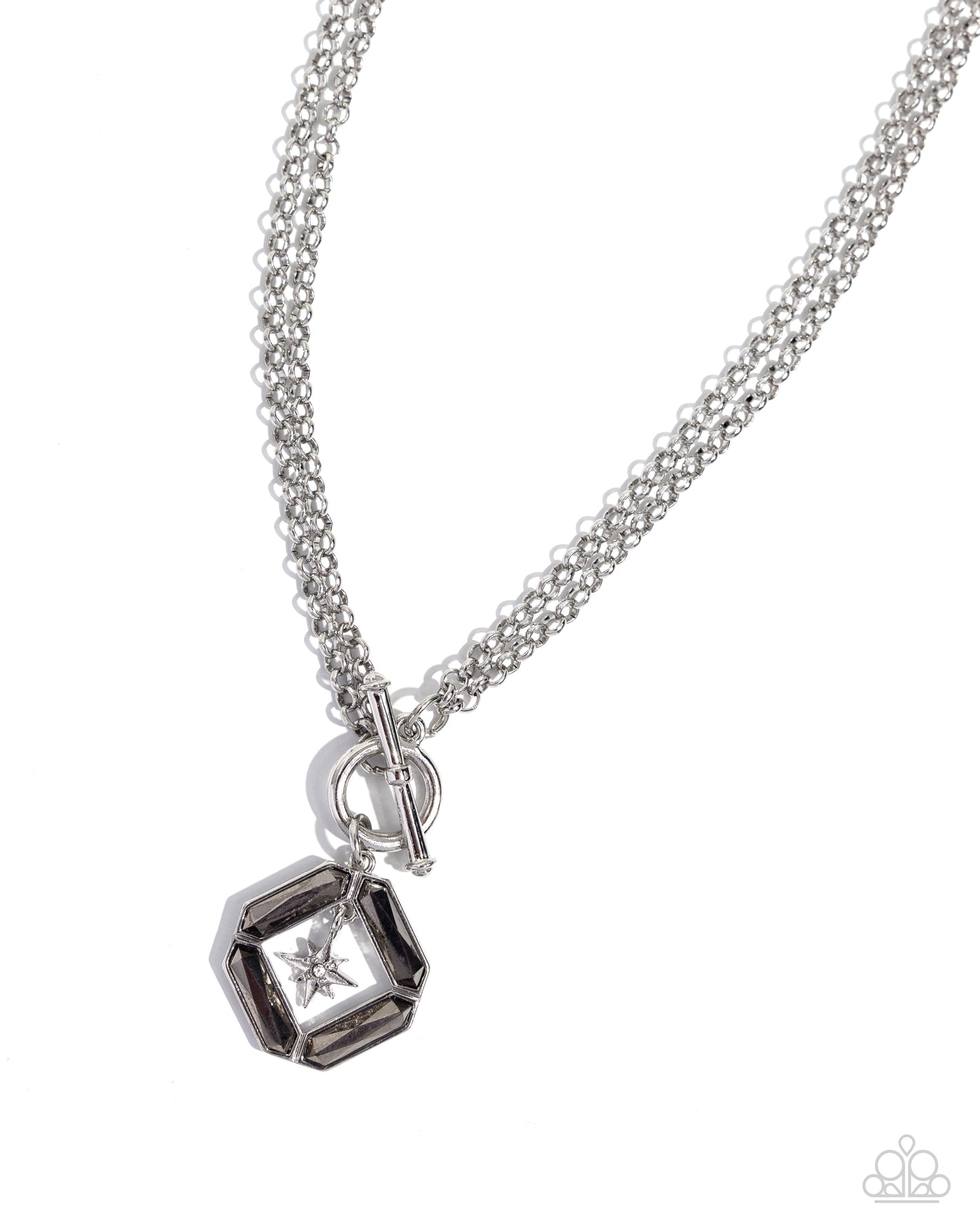 Compass Cadenza - Silver Toggle Necklace - Paparazzi Accessories
