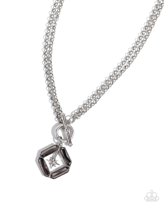 Compass Cadenza - Silver Toggle Necklace - Paparazzi Accessories