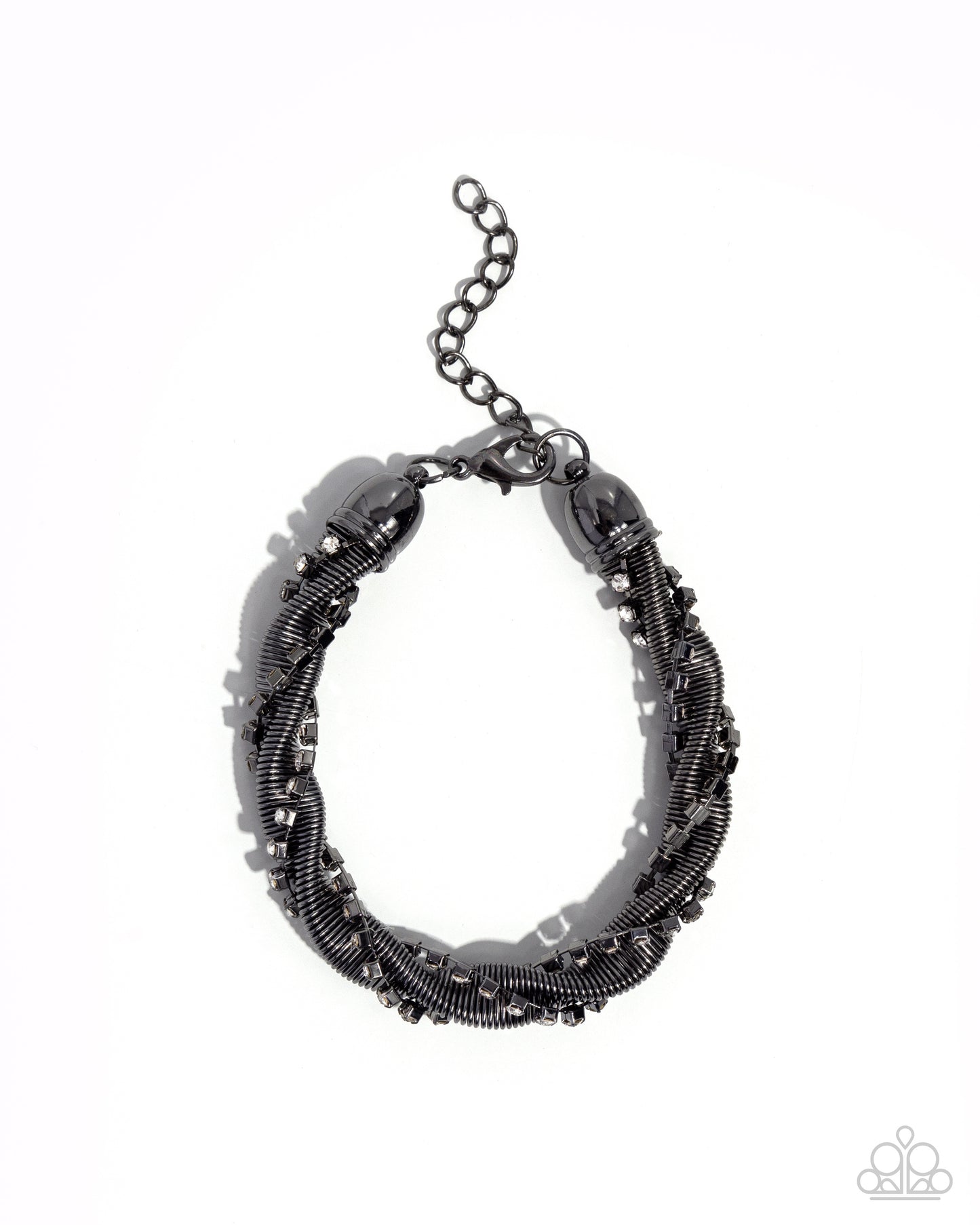 Coiled Champion - Black Twisted Chains Clasp Bracelet - Paparazzi Accessories