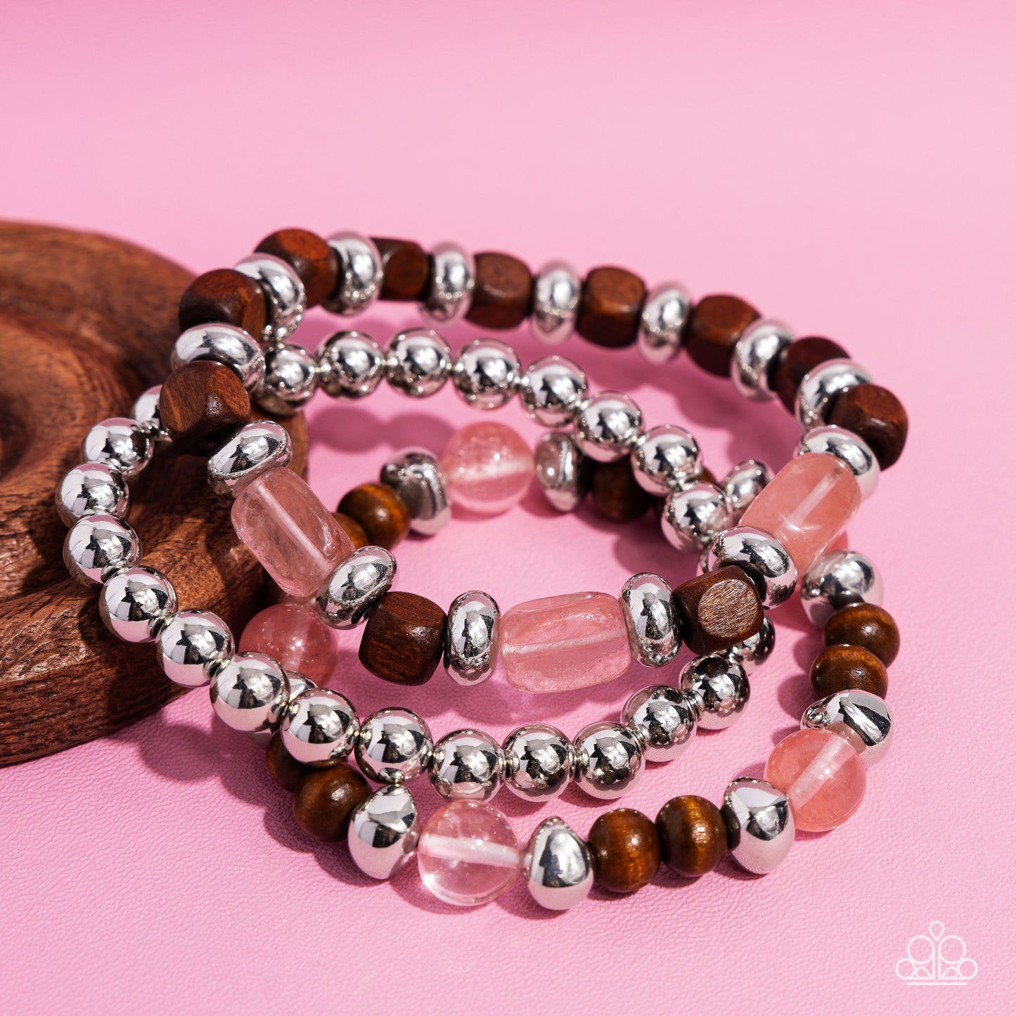 DIVERSIFIED Wood - Pink Stretchy Bracelets - Paparazzi Accessories