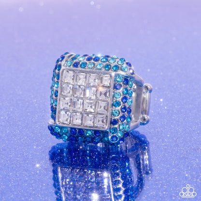 Medium SQUARE - Blue Ring - Paparazzi Accessories