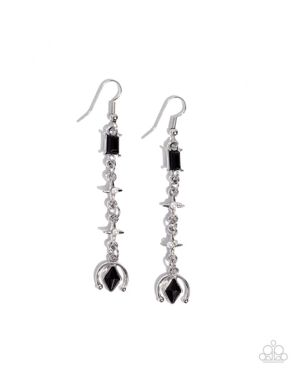 Trendy Trimming - Black Fishhook Earrings - Paparazzi Accessories