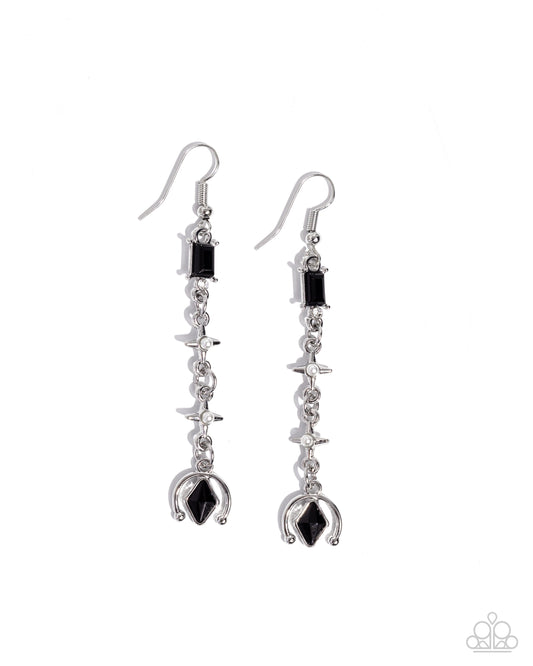 Trendy Trimming - Black Fishhook Earrings - Paparazzi Accessories