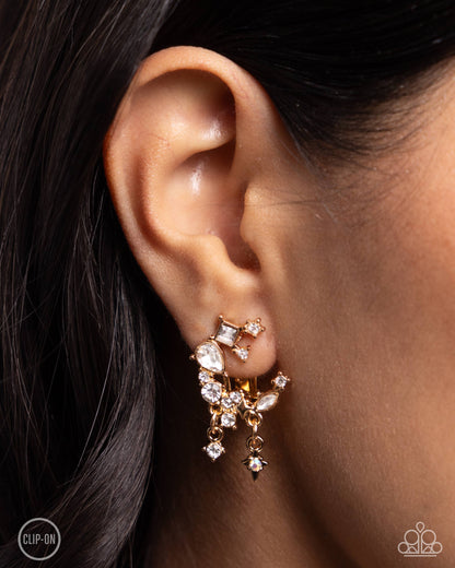 Fantastical Fashion - Gold Clip-on Earrings - Paparazzi Accessories