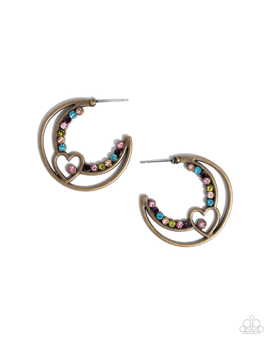 Sympathetic Sweetheart - Brass Hoop Earrings - Paparazzi Accessories