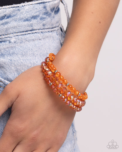 Cultured Cause - Orange Beaded Coil Bracelet - Paparazzi Accessories