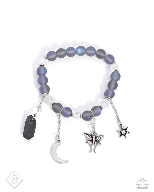 Moth Maestro - Blue Stretchy Bracelet - Paparazzi Accessories