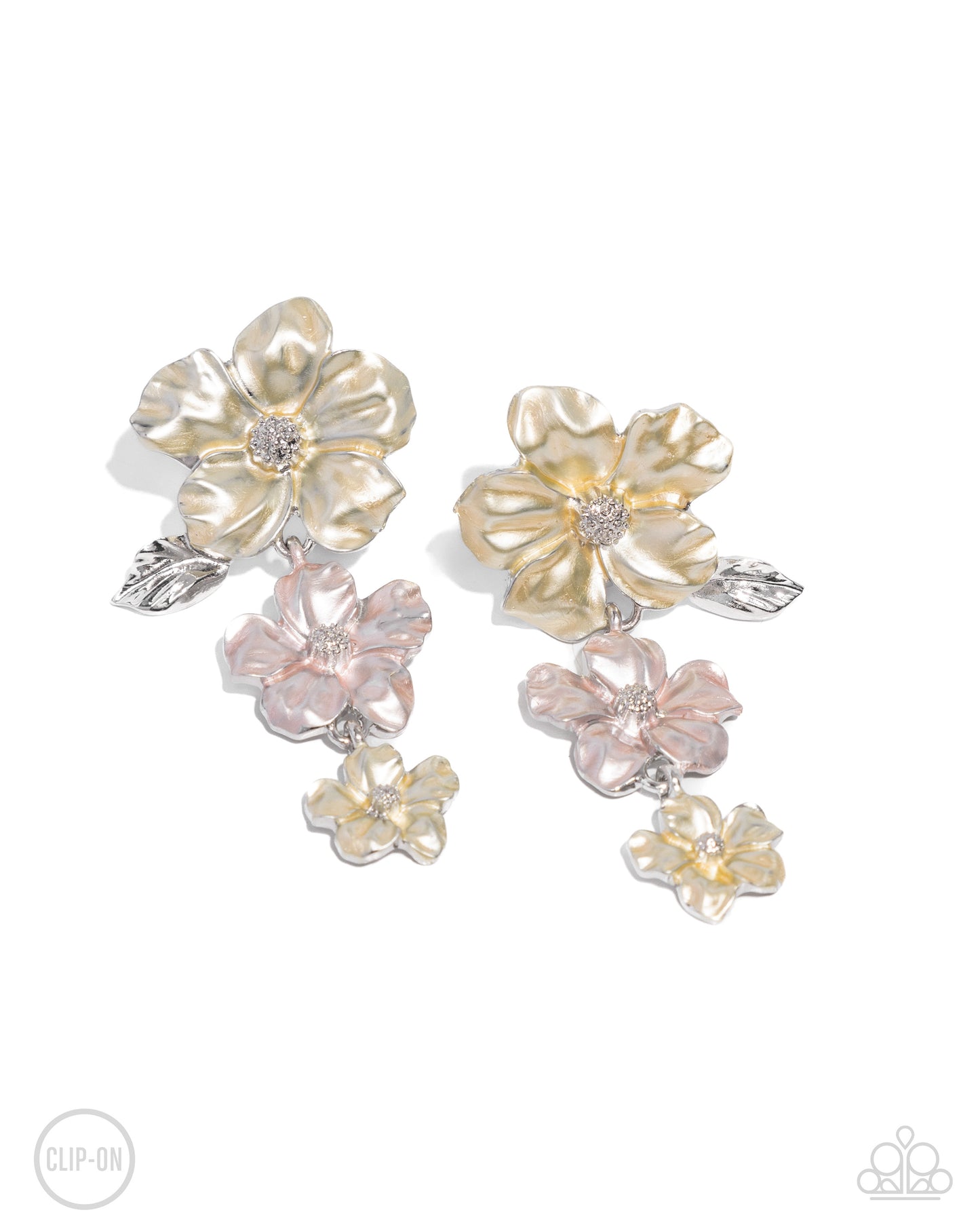 Balanced Bouquet - Yellow Flower Clip-on Earrings - Paparazzi Accessories