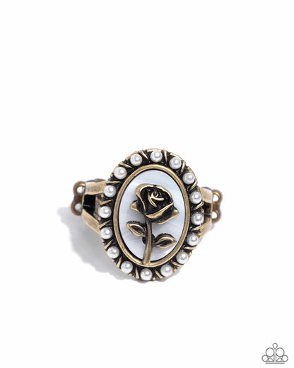 Rosy Reminder - Brass Rose Ring - Paparazzi Accessories