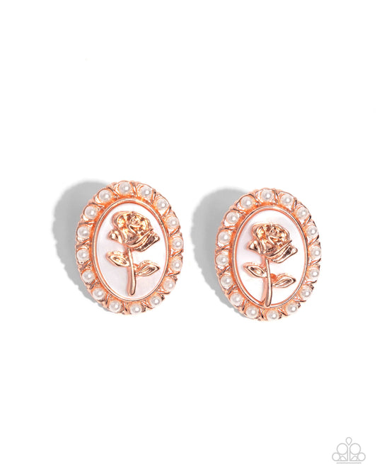 Rosy Relic - Copper Rose Post Earrings - Paparazzi Accessories