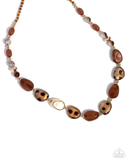 Spotted Safari - Brown Leopard Print Necklace - Paparazzi Accessories