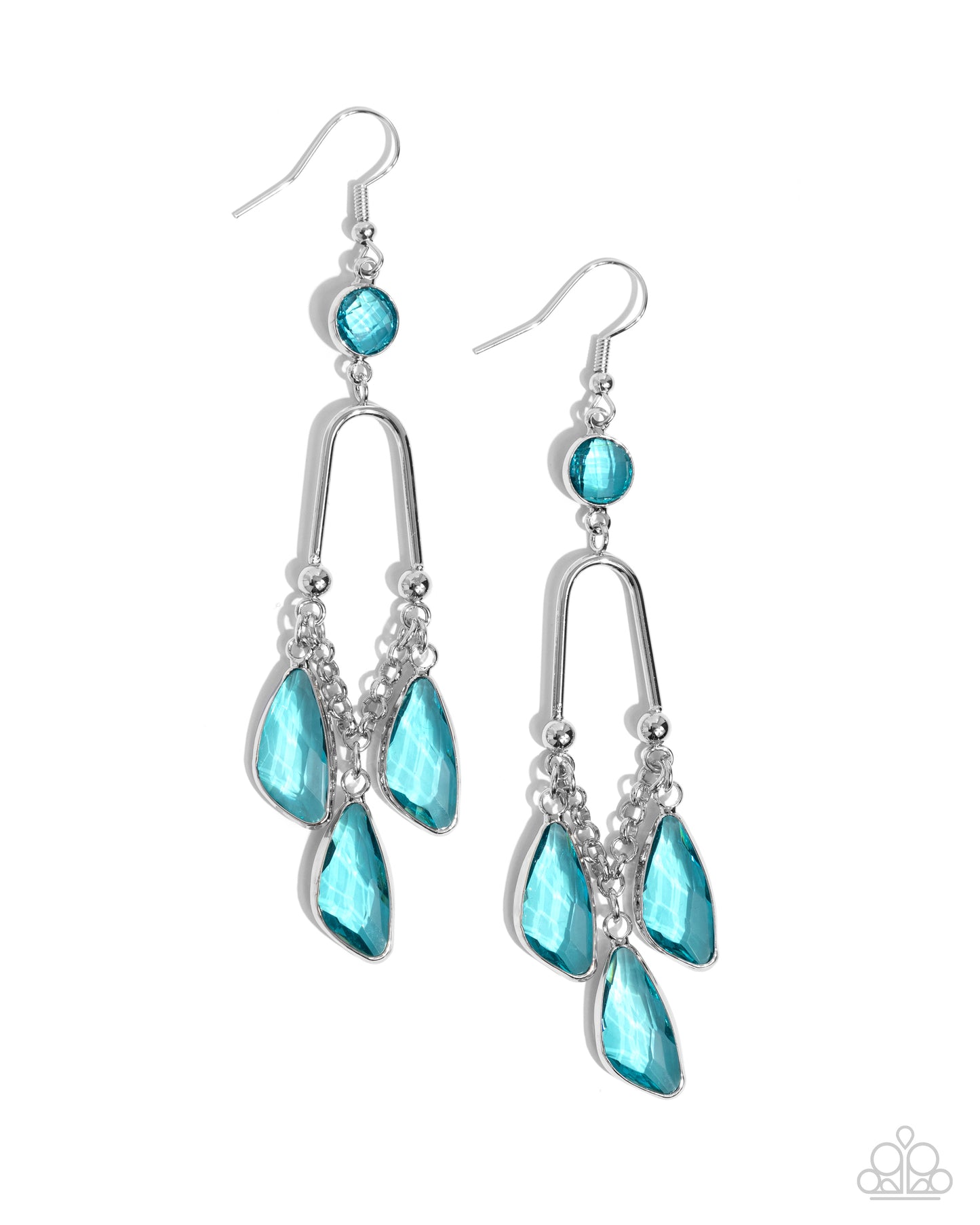 Winged Wardrobe - Blue Faceted Gem Silver Fishhook Earrings - Paparazzi Accessories