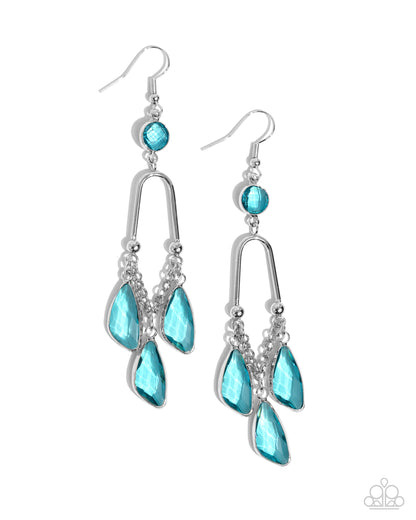 Winged Wardrobe - Blue Faceted Gem Silver Fishhook Earrings - Paparazzi Accessories