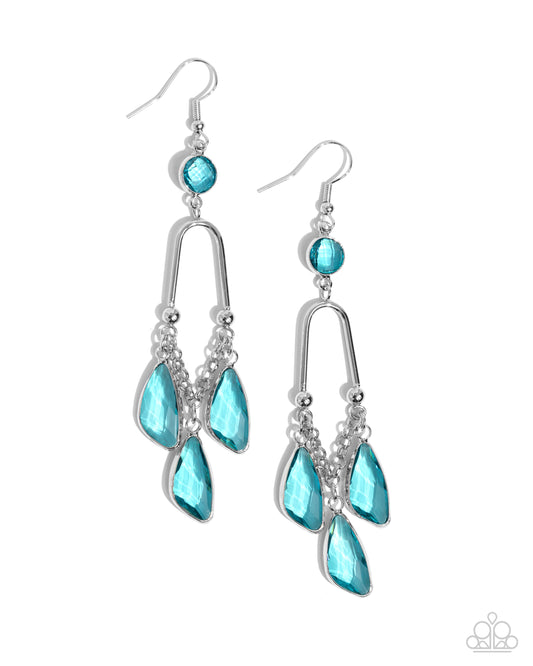 Winged Wardrobe - Blue Faceted Gem Silver Fishhook Earrings - Paparazzi Accessories