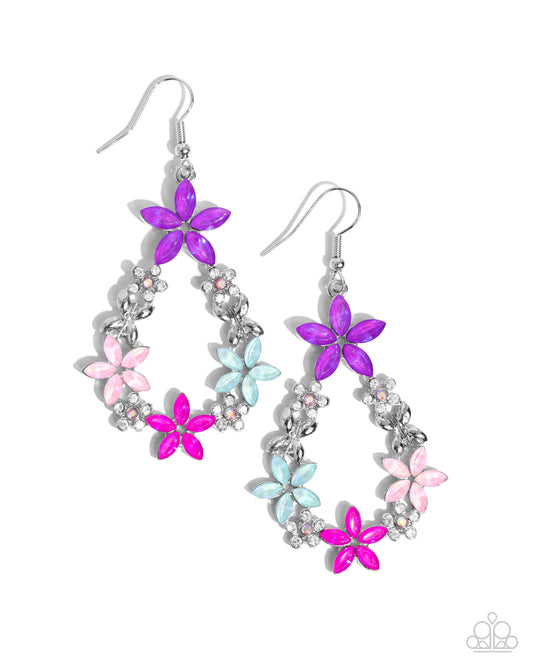 FAIRY Beautiful - Pink Marquise Cut Flower Fishhook Earrings - Paparazzi Accessories