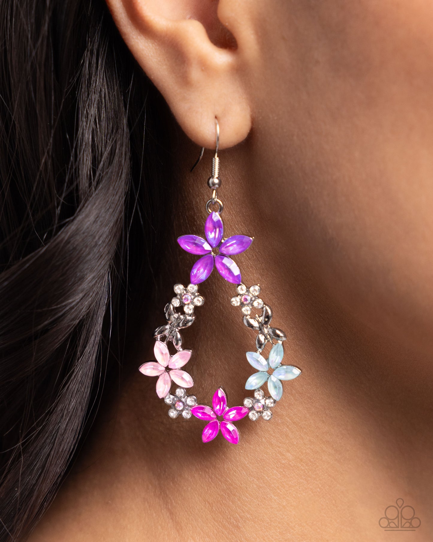 FAIRY Beautiful - Pink Marquise Cut Flower Fishhook Earrings - Paparazzi Accessories